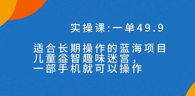 一单49.9长期蓝海项目,儿童益智趣味迷宫,一部
