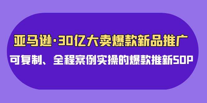 亚马逊30亿·大卖爆款新品推广,可复制、全程案例实操的爆款推新SOP