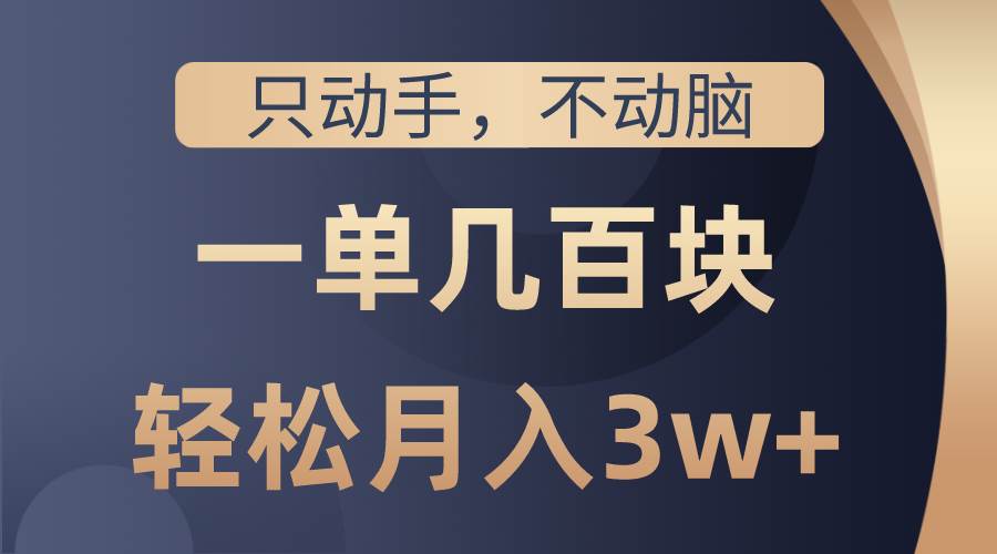 只动手不动脑,一单几百块,轻松月入3w+,看完就能直接操作,详细教程