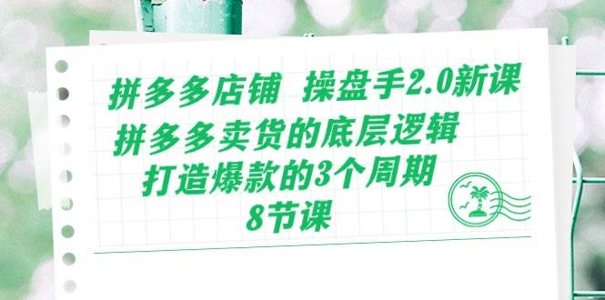 拼多多店铺 操盘手2.0新课,拼多多卖货的底层逻辑,打造爆款的3个周期-8节