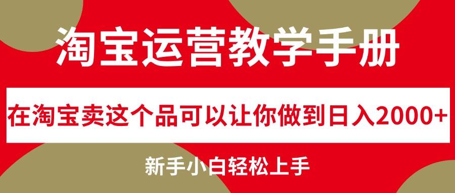 淘宝运营教学手册,在淘宝卖这个品可以让你做到日入2000+,新手小白轻...