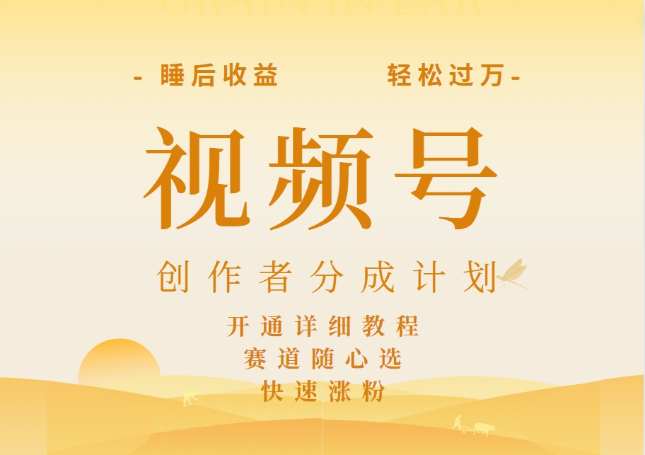 详解视频号创作者分成计划,暴力起号,可同步多平台,实现睡后收入2W+,看懂即可操作!