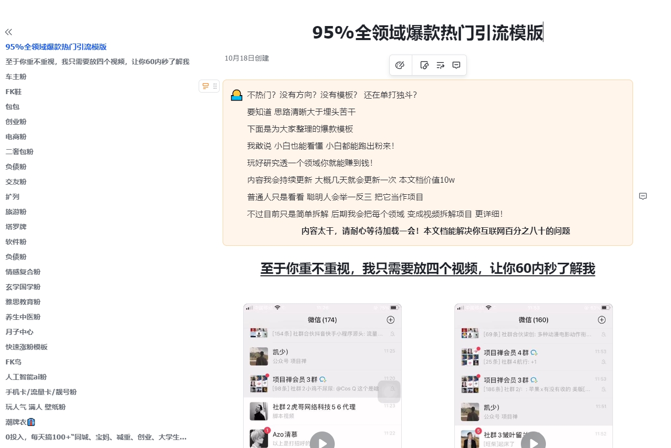 某工作室998全领域爆款热门引流模版