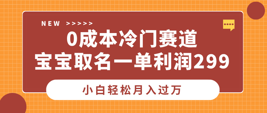 0成本冷门赛道,宝宝取名一单利润299,小白轻松月入过万