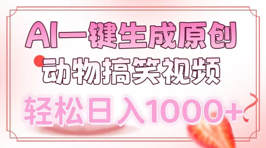 AI一键生成原创动物搞笑视频,轻松日入1000+