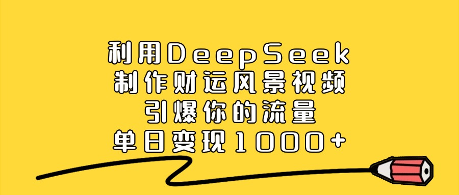 利用DeepSeek制作财运风景视频,引爆你的流量,单日变现1000+
