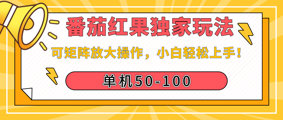 番茄红果独家玩法,单机50-100,可矩阵放大操作,小白轻松上手!