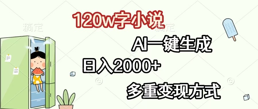 120w字小说,AI一键生成,日入2000+,多重变现方式