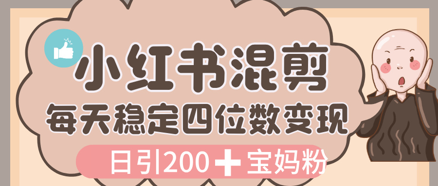价值 3980 的小红书混剪, 虚拟变现,日引 200+宝妈创业粉,每天稳定四位数变现