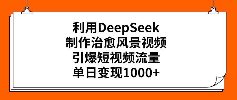 利用DeepSeek制作,治愈风景视频,引爆短视频流量,单日变现1000+