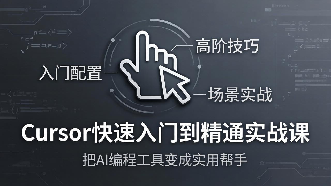 Cursor快速入门到精通实战课:入门配置+高阶技巧+场景实战,把AI编程工具变成实用帮手