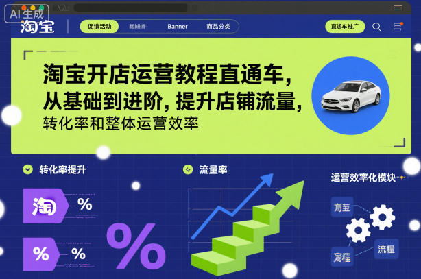 淘宝开店运营教程直通车,从基础到进阶,提升店铺流量,转化率和整体运营效率(更新26年05月27日)