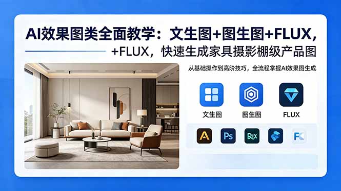 AI效果图类全面教学:文生图+图生图+FLUX,快速生成家具摄影棚级产品图
