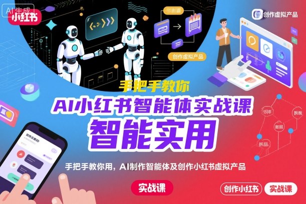 AI小红书智能体实战课，手把手教你用AI制作智能体及创作小红书虚拟产品，提效+内容商业化(更新)