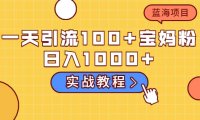 一天引流100 宝妈粉,日入1000 的蓝海项目(实战教程)