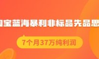 盗坤淘宝蓝海暴利非标品先品思路，7个月37万纯利润，压箱干货分享！【付费文章】