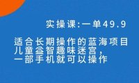 一单49.9长期蓝海项目,儿童益智趣味迷宫,一部