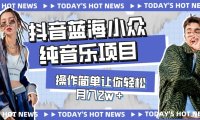 宝藏细分领域,抖音蓝海小众纯音乐项目,操作简单让你轻松月入2w+