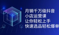 月销千万级抖音小店运营课,让你轻松上手、快速选品轻松爆单