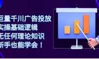 巨量千川广告投放：实操基础逻辑，无任何理论知识，新手也能学会！
