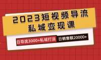 2023短视频导流·私域变现课，日导流3000 私域打法  日销售额2w