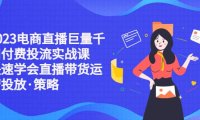 2023电商直播巨量千川付费投流实战课，快速学会直播带货运营投放·策略
