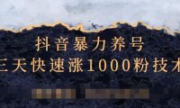 抖音暴力养号,三天快速涨1000粉技术【视频课程】