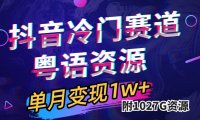 抖音冷门赛道，粤语动画，作品制作简单,月入1w （附1027G素材）