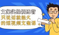 文案实操训练营，只说话就能火的短视频文案课