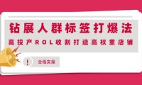 钻展人群标签打爆法,高投产ROL收割打造高权重店铺(全程实操)