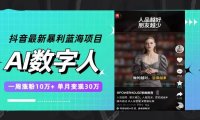 抖音最新暴利蓝海项目,AI数字人,一周涨粉10万 ,单月变现30万