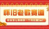 全新蓝海,怀旧老歌赛道,教你怎么靠情怀一个月狂赚5w!