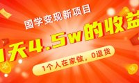 全新蓝海,国学变现新项目,1个人在家做,0退货,3天4.5w收益【178G资料】