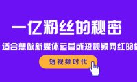一亿粉丝的秘密,适合想做新媒体运营或短视频网红的你