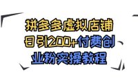 拼多多虚拟店铺日引200 付费创业粉实操教程