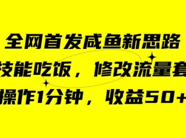 咸鱼冷门新玩法,靠“技能吃饭”,修改流量套餐,操作1分钟,收益50