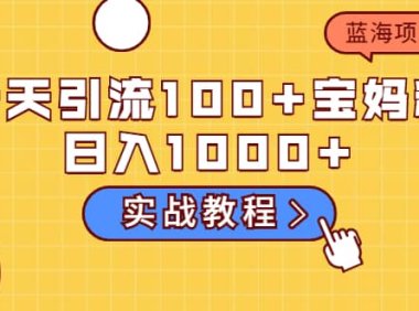 一天引流100 宝妈粉,日入1000 的蓝海项目(实战教程)