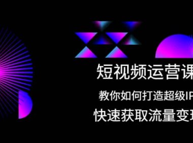 短视频运营课:教你如何打造超级IP,快速获取流量变现