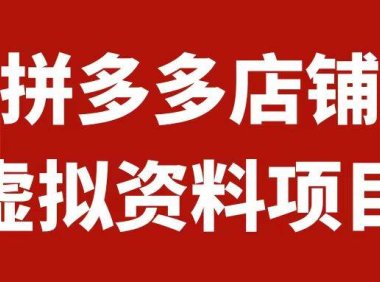 拼多多店铺虚拟项目,教科书式操作玩法,轻松月入1000