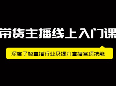 带货主播线上入门课,深度了解直播行业及提升直播各项技能