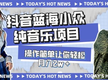 宝藏细分领域,抖音蓝海小众纯音乐项目,操作简单让你轻松月入2w+