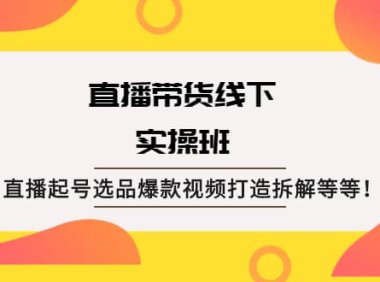 直播带货线下实操班：直播起号选品爆款视频打造拆解等等