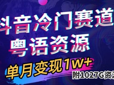 抖音冷门赛道，粤语动画，作品制作简单,月入1w （附1027G素材）