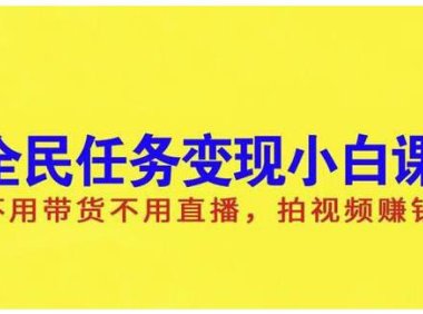 抖音全民任务变现小白课,不用带货不用直播,拍视频就能赚钱