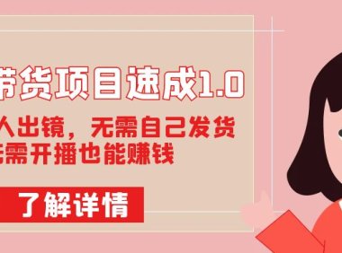 图文带货项目速成1.0：无需真人出镜，无需自己发货，无需开播也能赚钱！