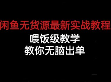 闲鱼无货源最新实战教程,喂饭级教学,教你无脑出单
