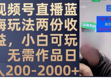 视频号直播蓝海玩法两份收益,小白可玩,无需作品日入200-2000