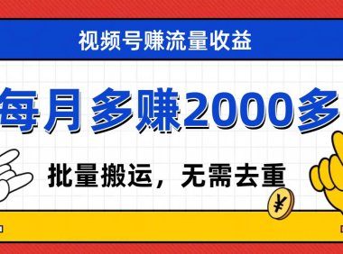 视频号流量分成,不用剪辑,有手就行,轻松月入2000
