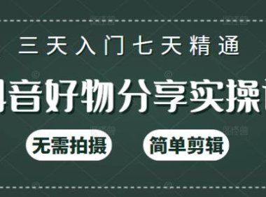 抖音好物分享实操课,无需拍摄,简单剪辑,短视频快速涨粉(125节视频课程)