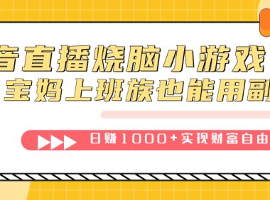 抖音直播烧脑小游戏,不需要找话题聊天,宝妈上班族也能用副业日赚1000